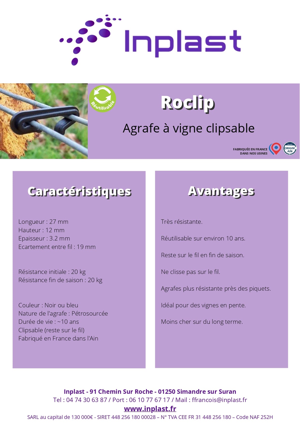 ROCLIP L'agrafe à vigne Clipsable
